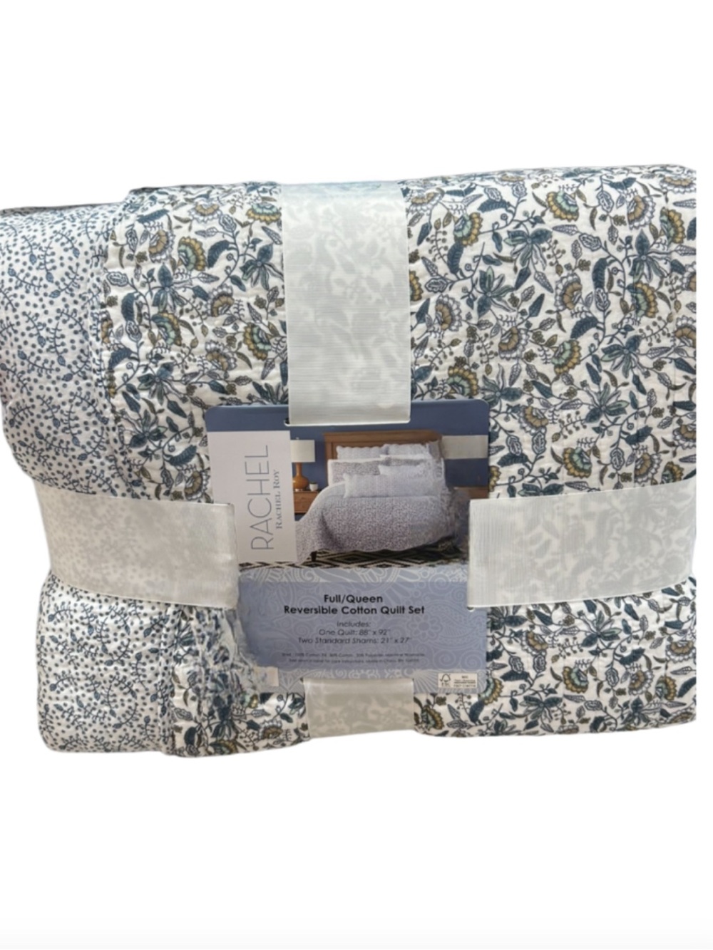 Rachel Roy Multicolor Reversible Full/Queen Cotton Quilt Set 88”x92”